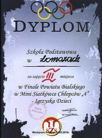 III MIEJSCE IGRZYSK DZIECI POWIATU BIALSKIEGO W MINI SIATKÓWCE CHŁOPCÓW, MIĘDZYRZEC PODLASKI, 01.03.2018