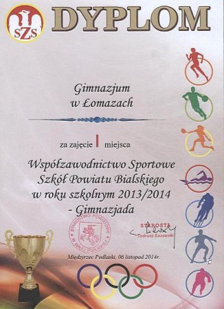 PODSUMOWANIE WSPÓŁZAWODNICTWA SPORTOWEGO SZKÓŁ POWIATU BIALSKIEGO *MIĘDZYRZEC PODLASKI, 06.11.2014*